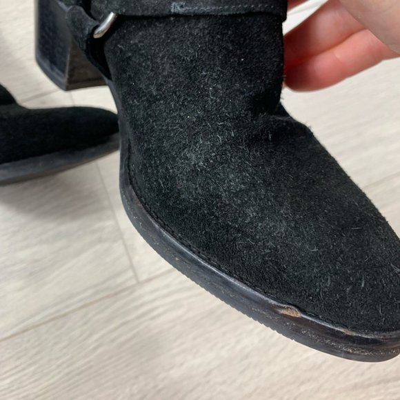 ALL SAINTS BLACK SUEDE ANKLE BOOTIES - Picture 12 of 16